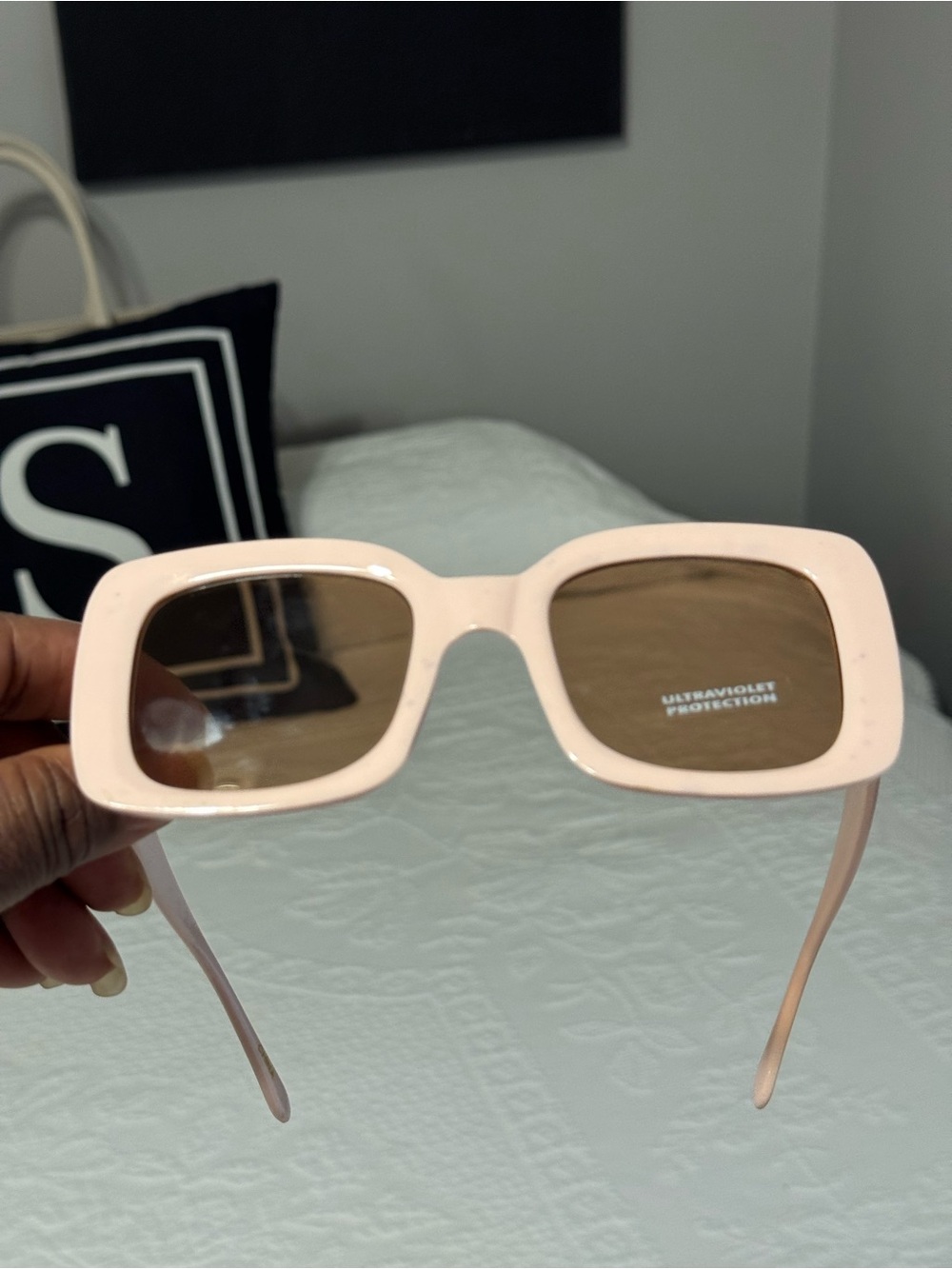 Classic Square Pink Sunglasses with UV Protection